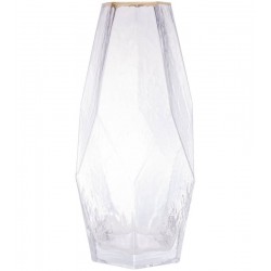 Vaso 13x28,5cm De Vidro Com Borda Dourada Taj